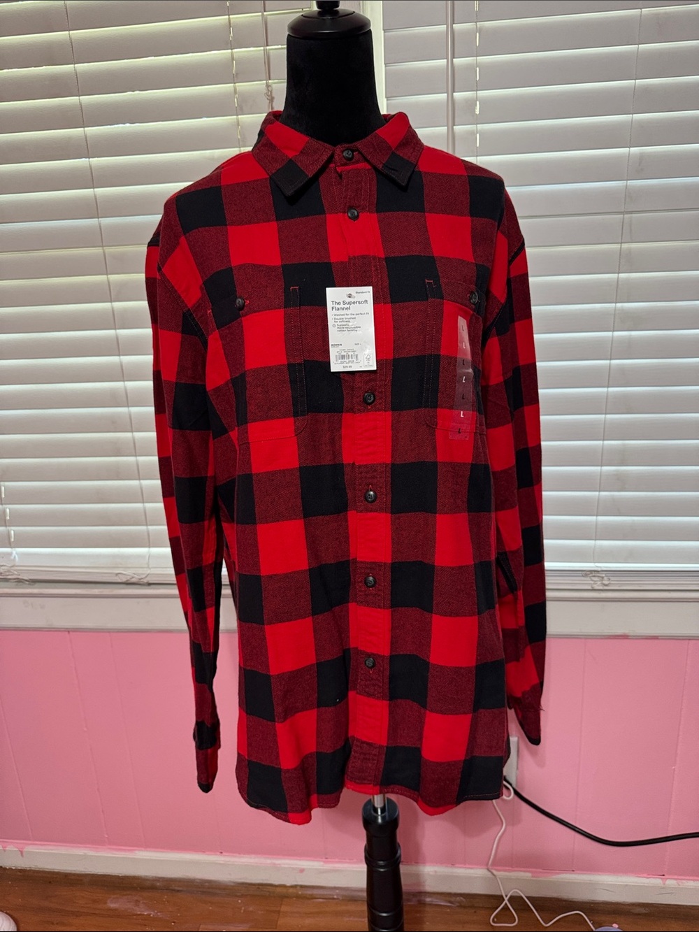 Sonoma Red and Black Buffalo Plaid Button-Down Shirt